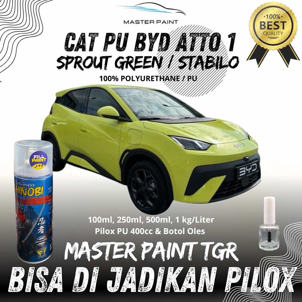 ( BISA DIJADIKAN PILOX ) Cat PU Mobil BYD Atto 1 Sprout Green BYD Hijau Stabilo Original by Master P