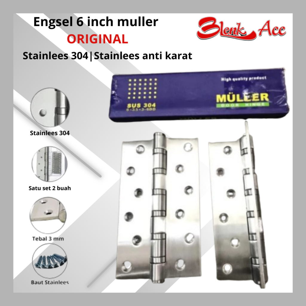 [1SET] Engsel Pintu Bearing Stainless SUS304 Tebal Muller 6 Inch / Engsel Pintu Muller