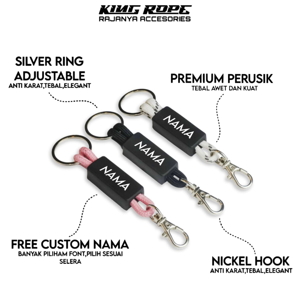 Keychain Perusik x Rubber Custom Nama - Gantungan Kunci Kulit Custom Nama Untuk Kunci Motor