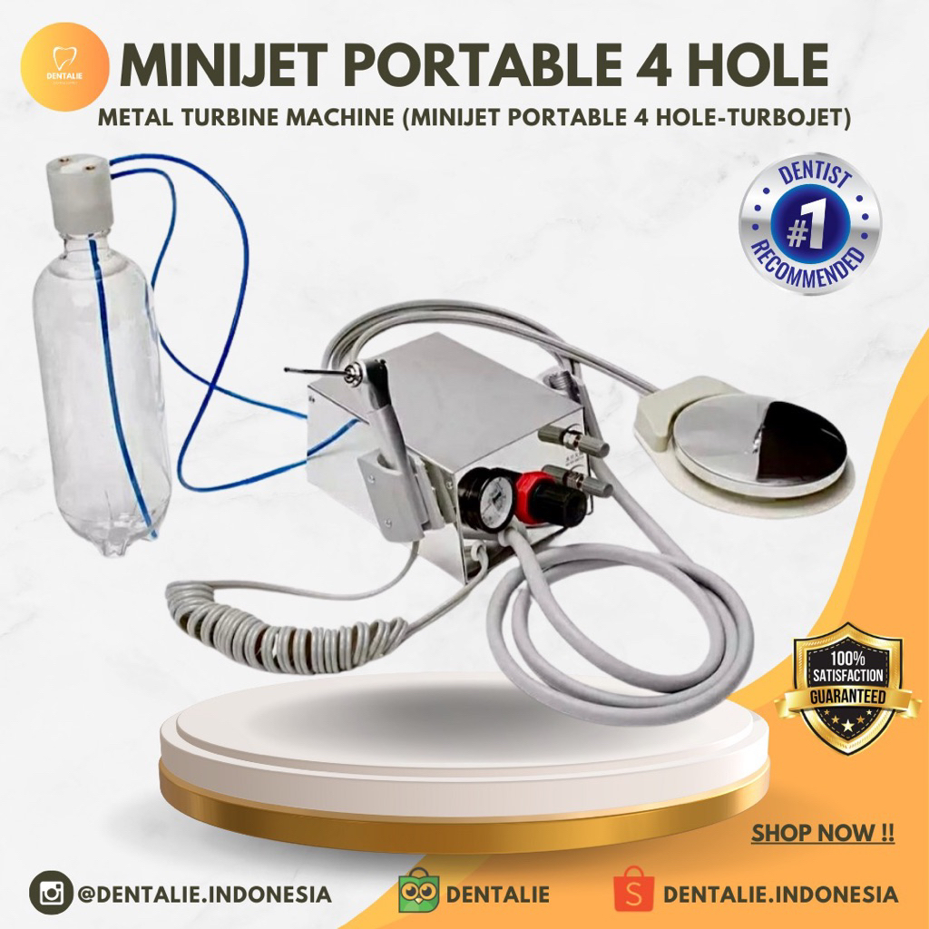 Metal Turbine Machine - Minijet Portable 4 Hole TurboJet - Dental Minijet Besi Kotak