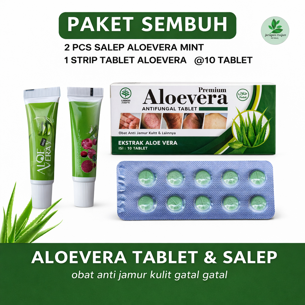 PAKET SEMBUH 1 Paket Salep Dan Tablet Aloevera Anti Fungal Cream Obat Gatal Jamur Kulit Ampuh Malays
