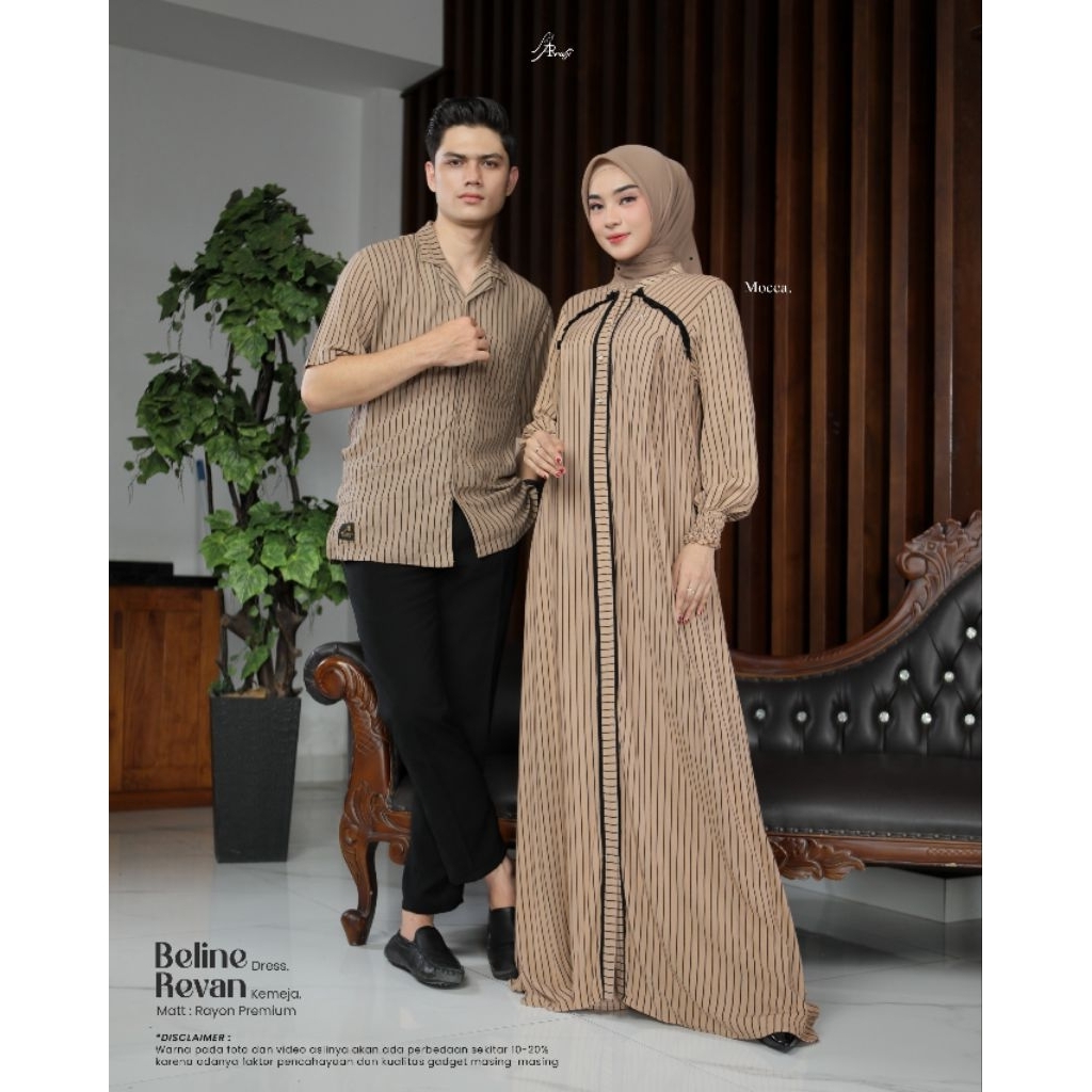 BAJU COUPLE SALUR BELINE DRESS - KEMEJA REVAN BY ARRAFI RAYON PREMIUM TERBARU