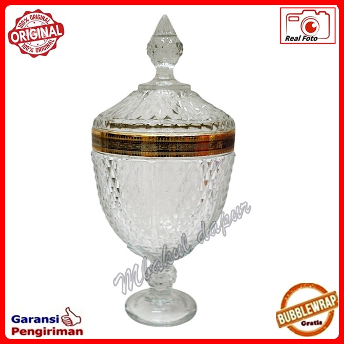 Toples Lebaran Toples Piala Satuan Besar Kristal Emas Dan Hijau