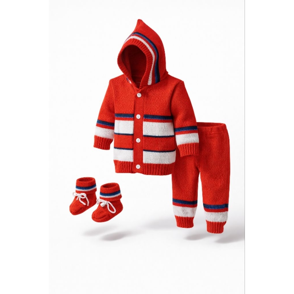 Jaket bayi rajut setelan baju bayi /set rajut3 in 1