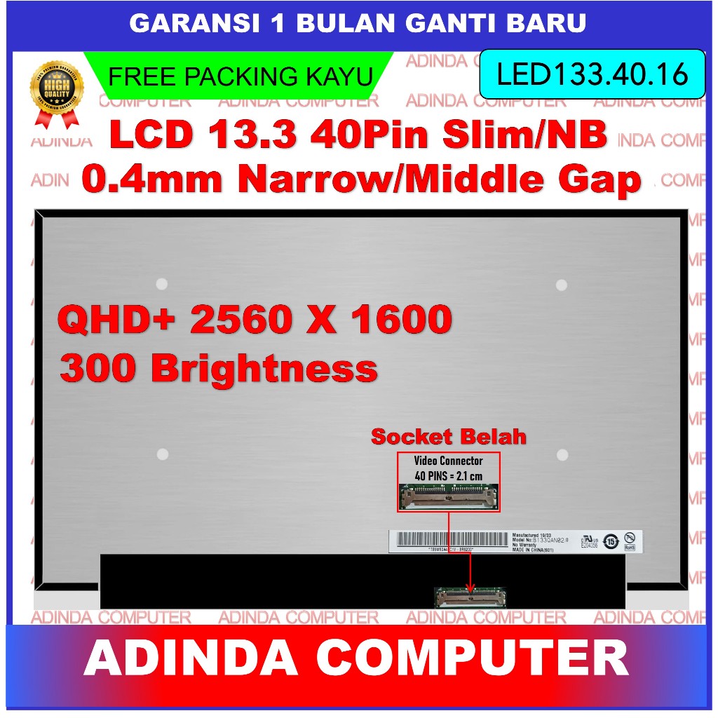 LCD LED Lenovo Yoga Slim 7 Carbon 13ITL5 13.3 Inch QHD+ 2560x1600 N133GCA-GQ1