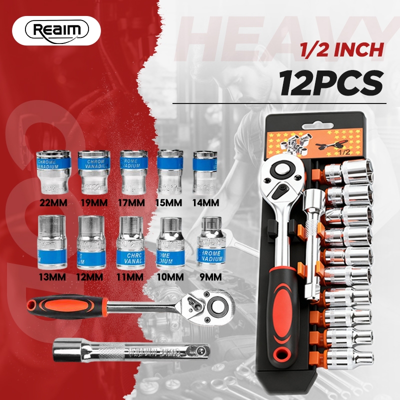 Reaim Kunci Sok 12PCS Kunci Set Lengkap Kunci Set Toolkit Set Tool Box Set Lengkap