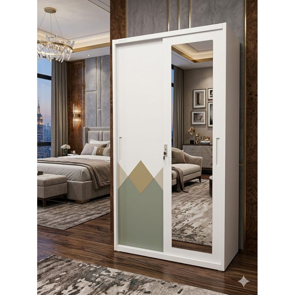 Lemari Pakaian Besi import Okelo 2 pintu sliding uk 90cm