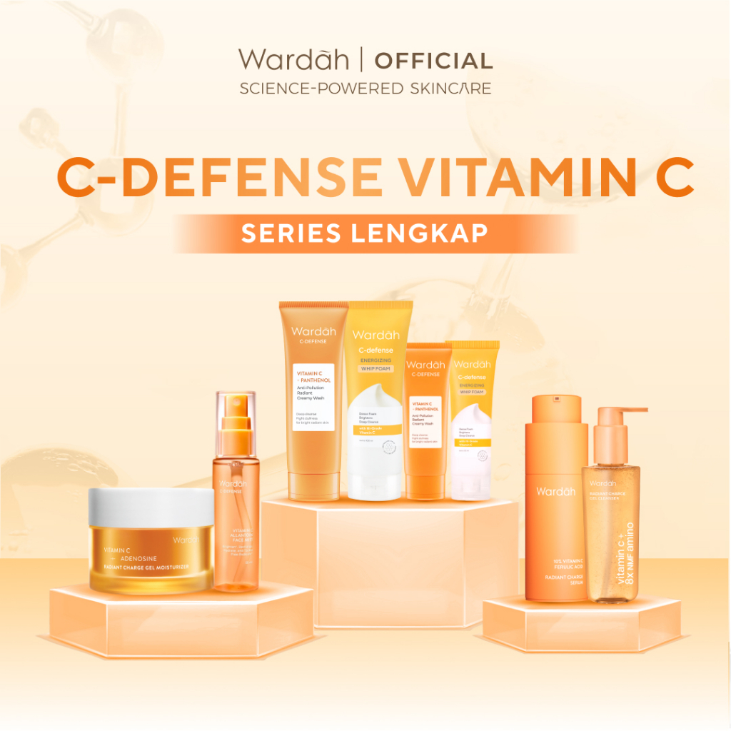 WARDAH C-Defense Series Lengkap - Vitamin C, Mencerahkan Kulit Kusam, Dark Spot, Meratakan Warna Kul