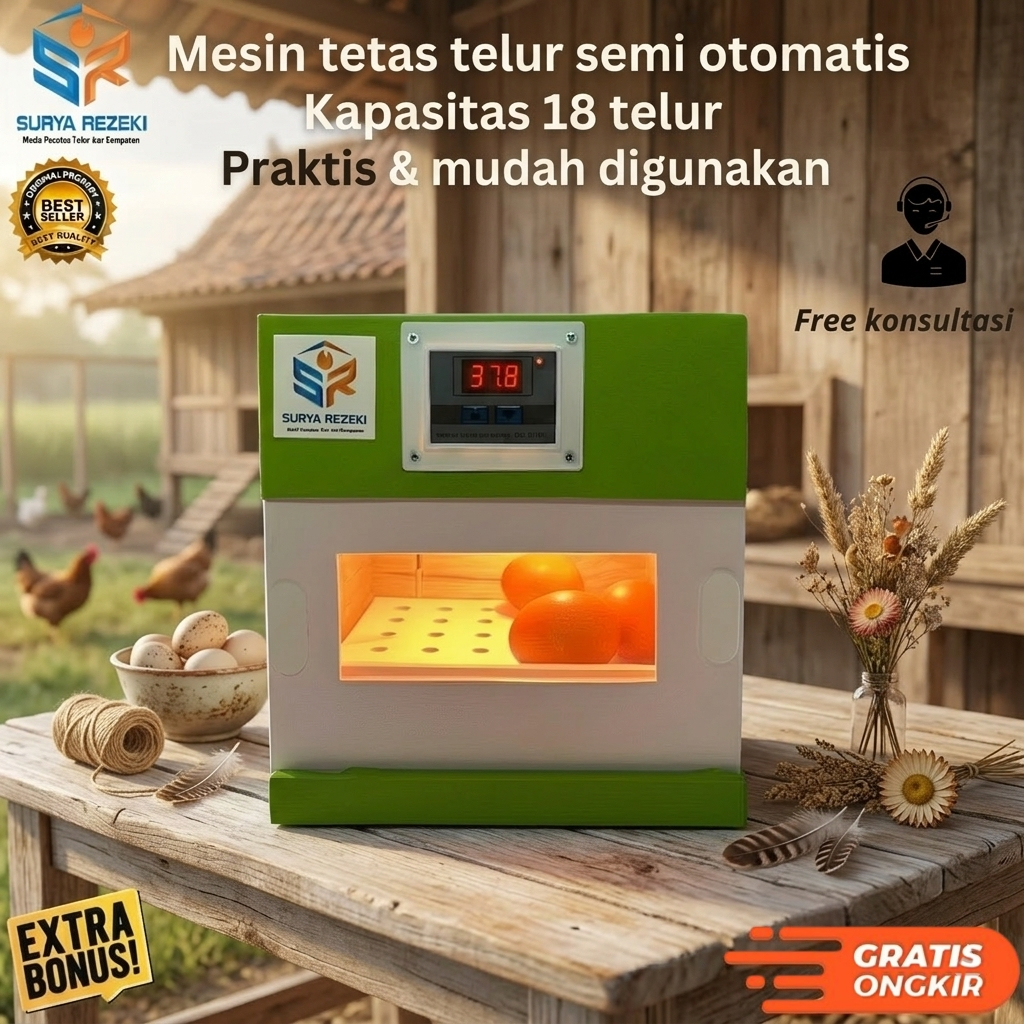 mesin tetas telur semi otomatis kap 18 penetas telur