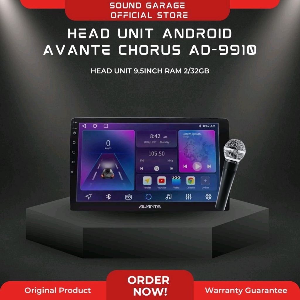 HEAD UNIT ANDROID 9,5 INCH AVANTE CHORUS AD-9910 RAM 2/32GB