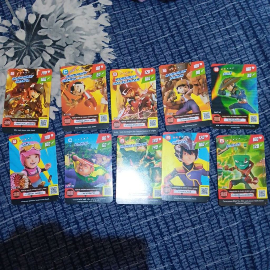 kartu boboiboy 10 pcs hadiah choki choki ada boboiboy gempa season 1 dan 2