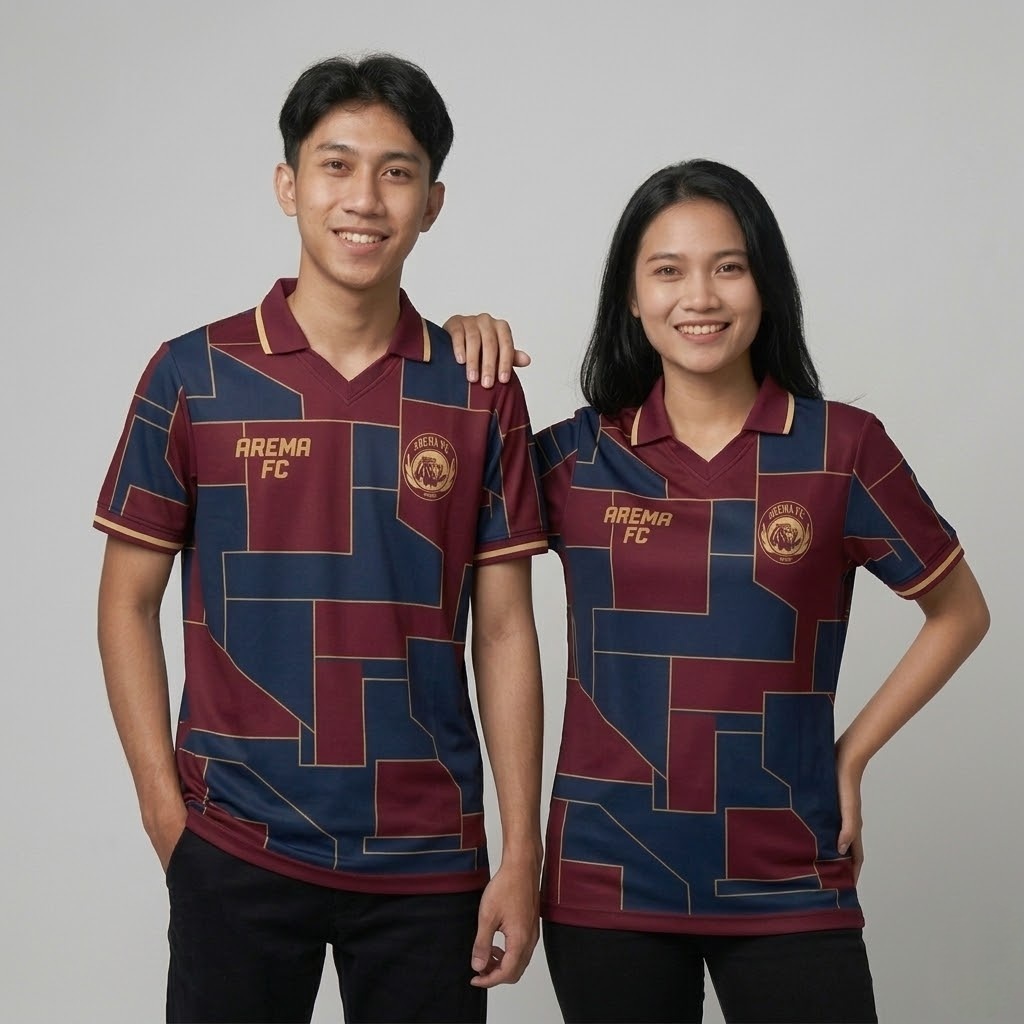 Jersey Bola Arema FC Supporter Version Baju Polo Pria Casual Lengan Pendek Maroon Navy