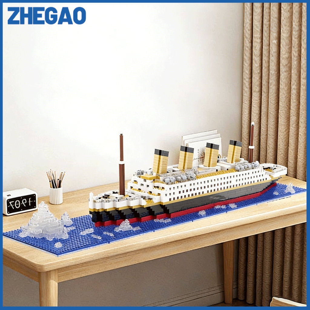 Zhegao Mainan Balok Titanic 56cm Model 3D Puzzle 1878 Pcs Besar Kapal Perang Bricks Nano Block