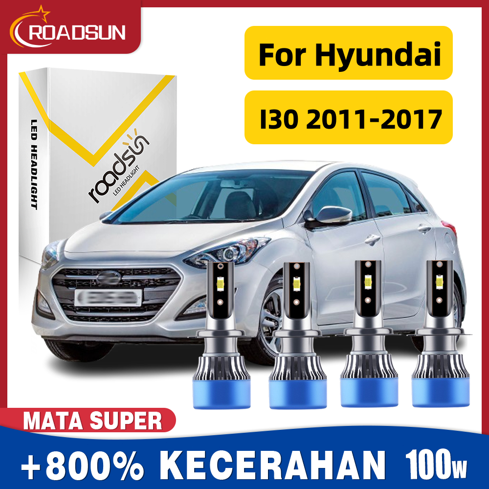 Cocok untuk Hyundai I30 2011-2017  LED Lampu Depan Mobil Bohlam Low Beam High Beam 100W 6000K 20000L