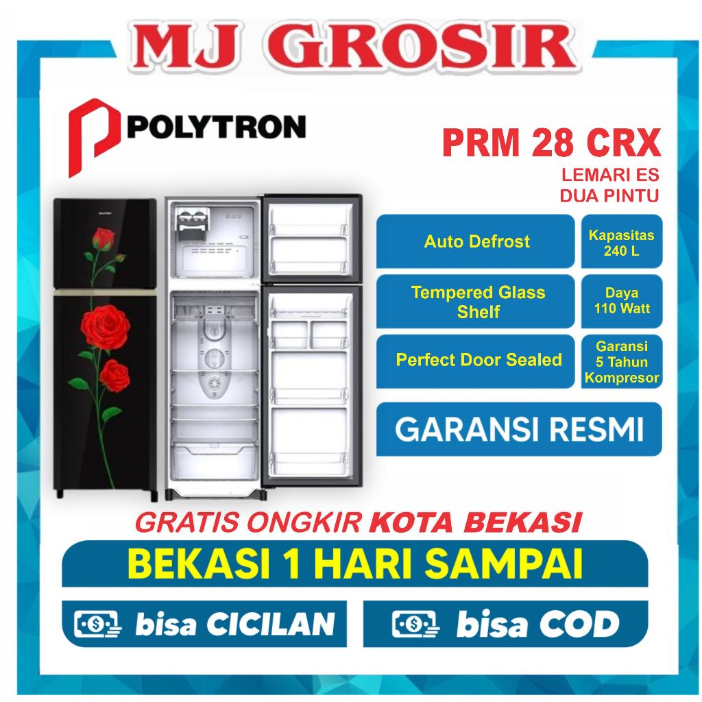 KULKAS POLYTRON PRM 28 CRX / DRX LEMARI ES 2 PINTU BELLEZA