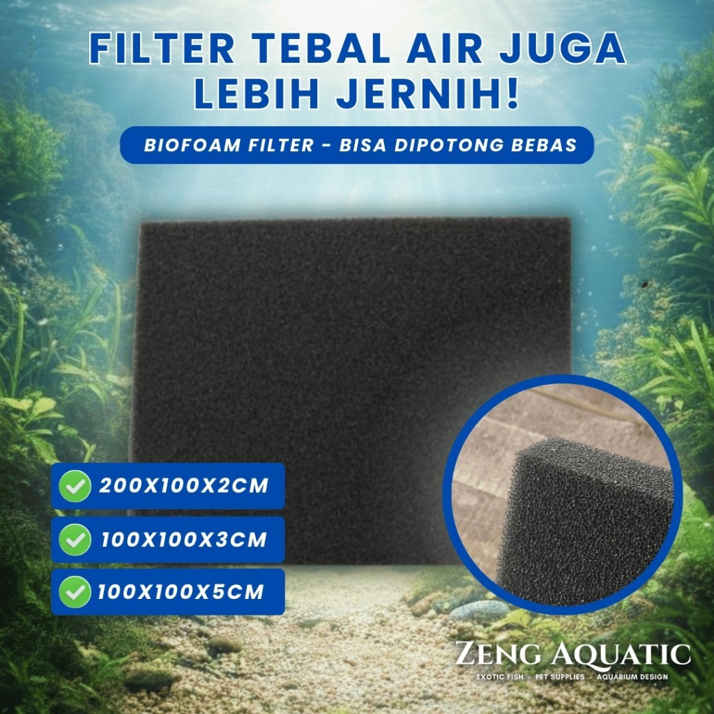Busa Filter Aquarium Biofoam Hitam 2 3 5 cm Lembaran Jumbo Sponge Filter Media Mekanik Biologis