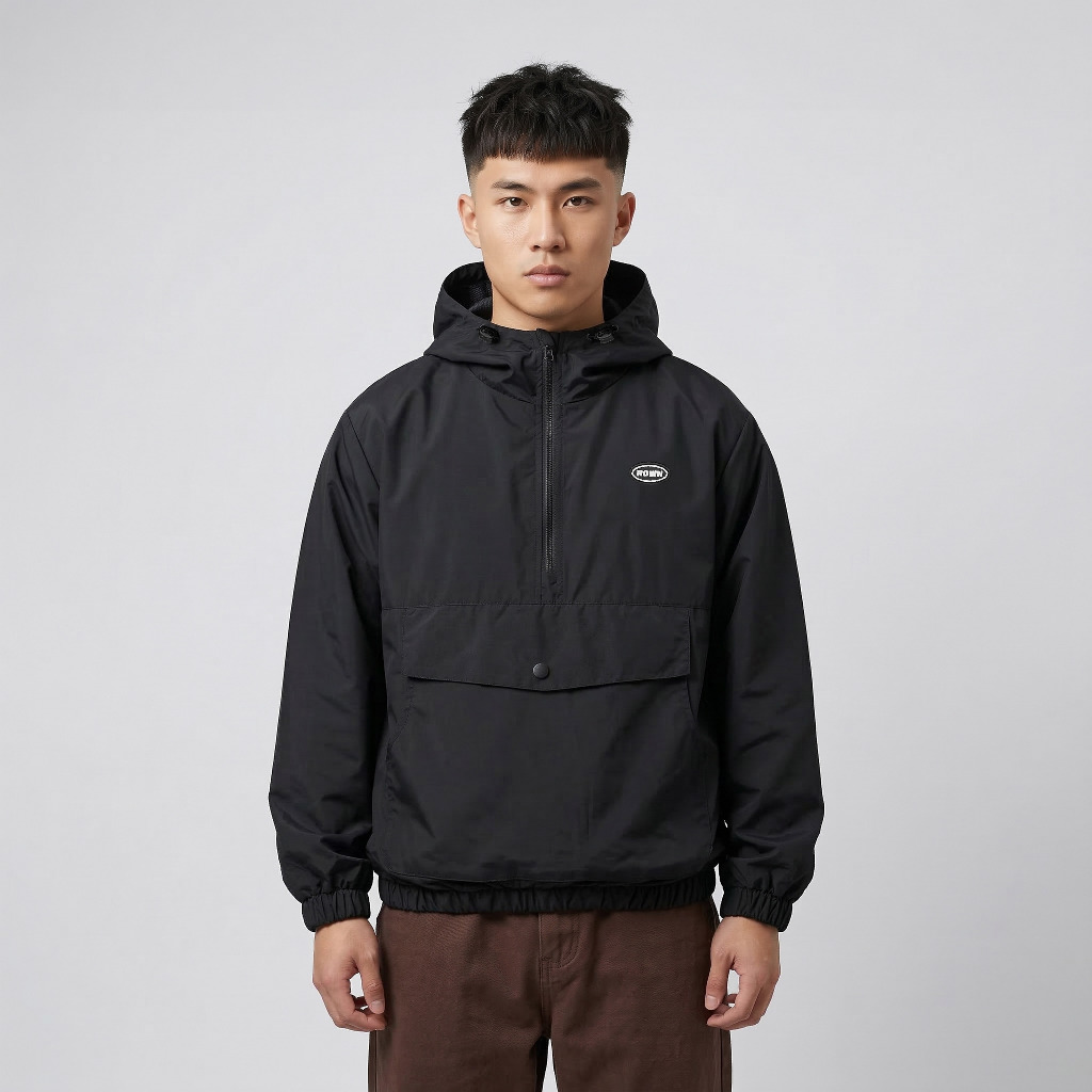 Rown Division Windbreaker Jacket || Aeron Black Jaket Parasut