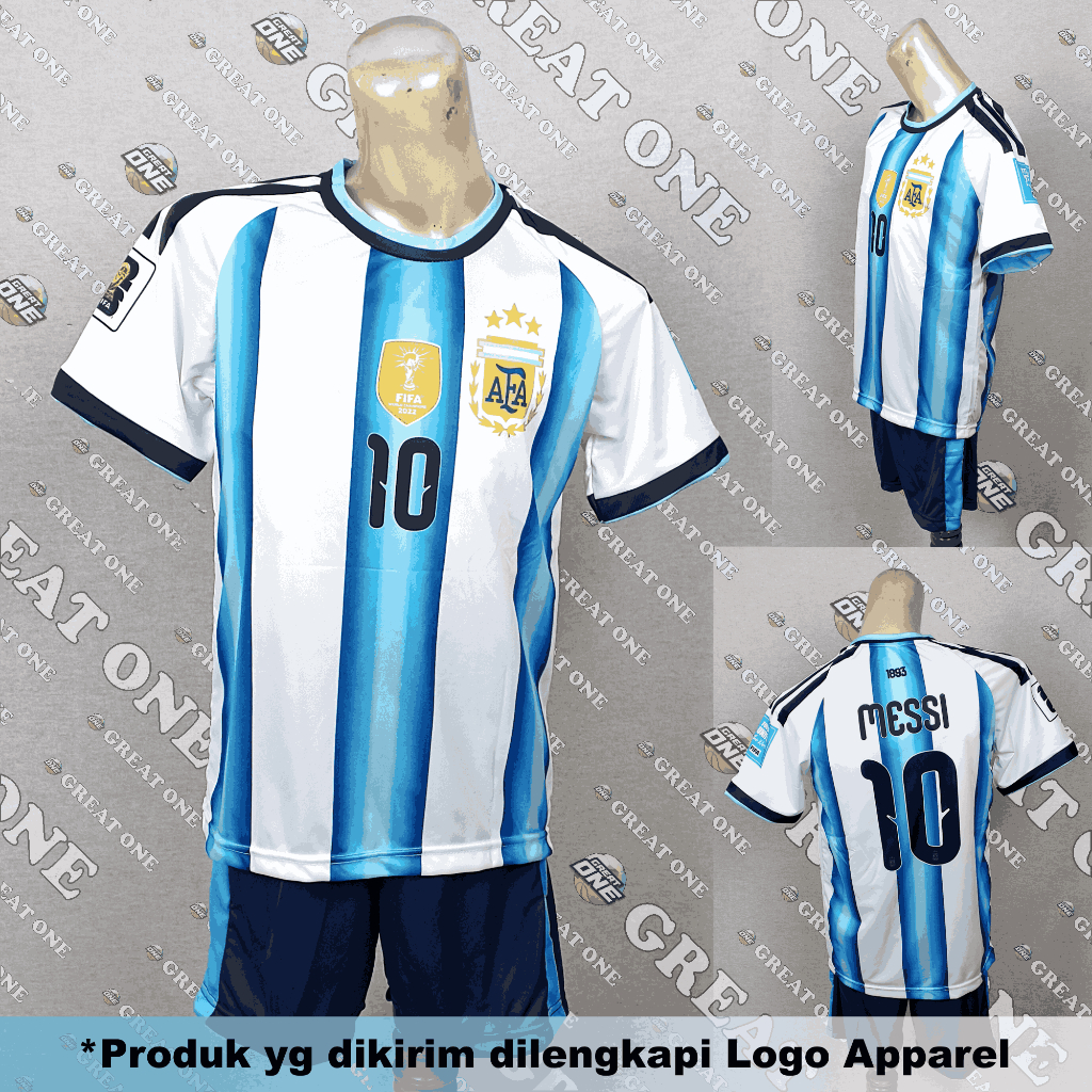 Setelan Jersey Bola Anak Argentina Messi Home 2025-2026