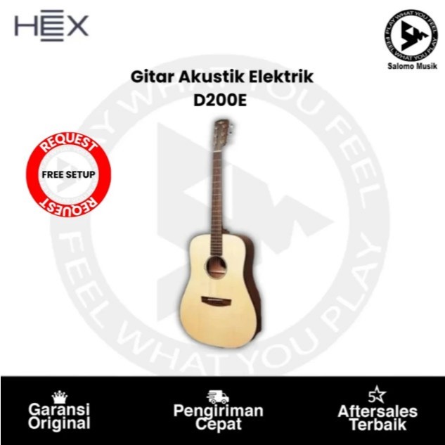 Gitar Akustik Elektrik Hex D200E Original