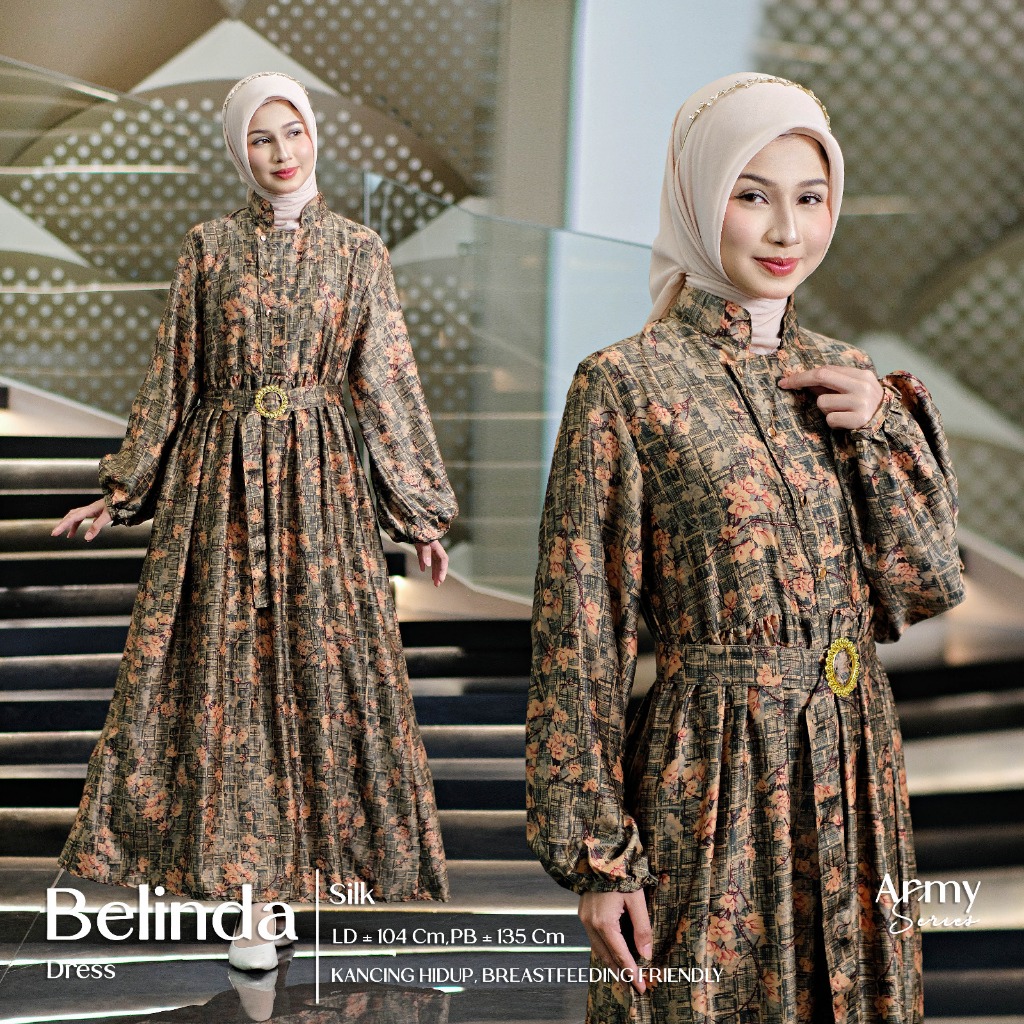Setulus Signature Belinda Dress Wanita Muslim Silk Motif Bunga Gamis Simple Kondangan Elegan Mewah O