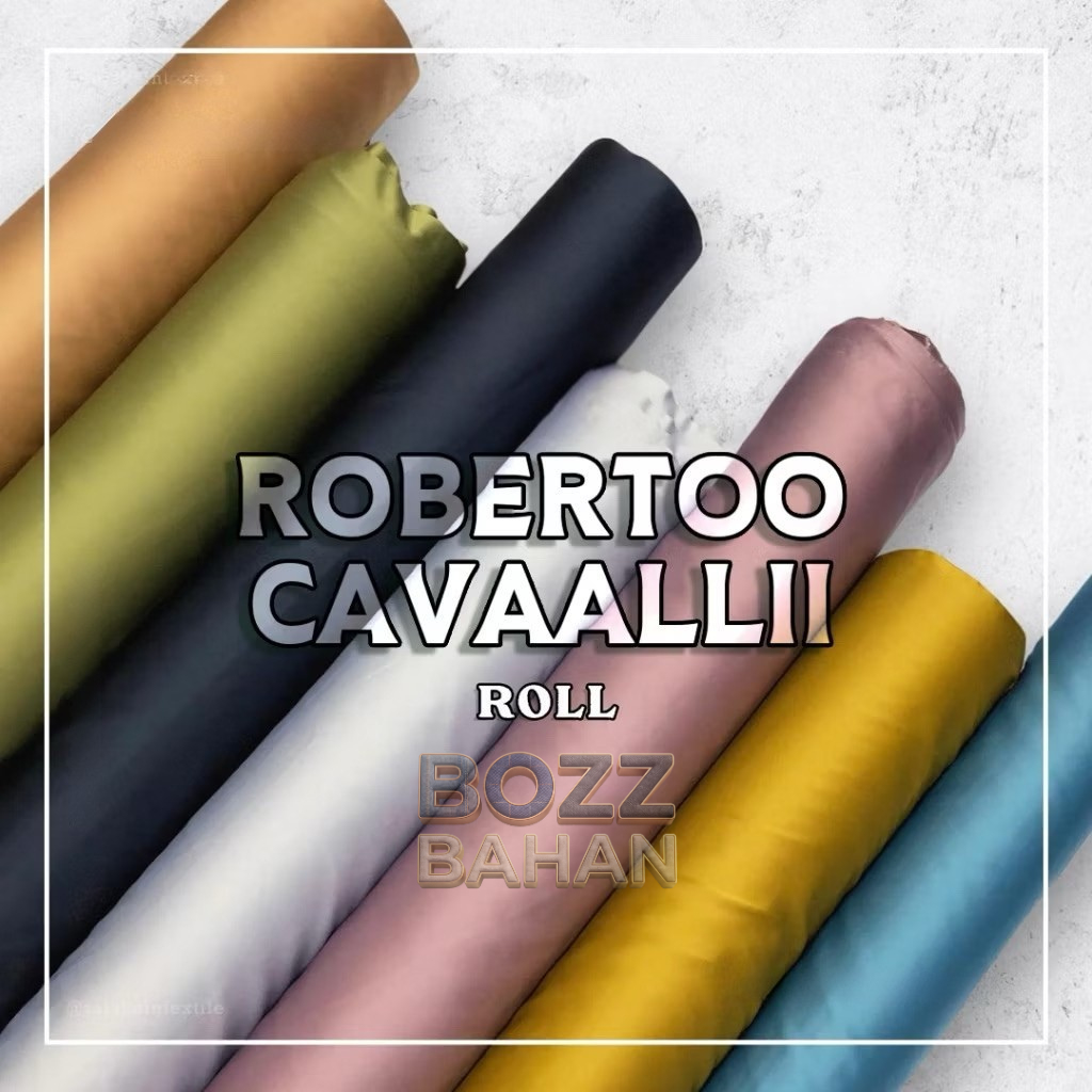 Kain Roberto Cavalli Premium Silky Satin Sateen (Per Roll 60 Yard) Bahan Halus Jatuh untuk Dress, Ga