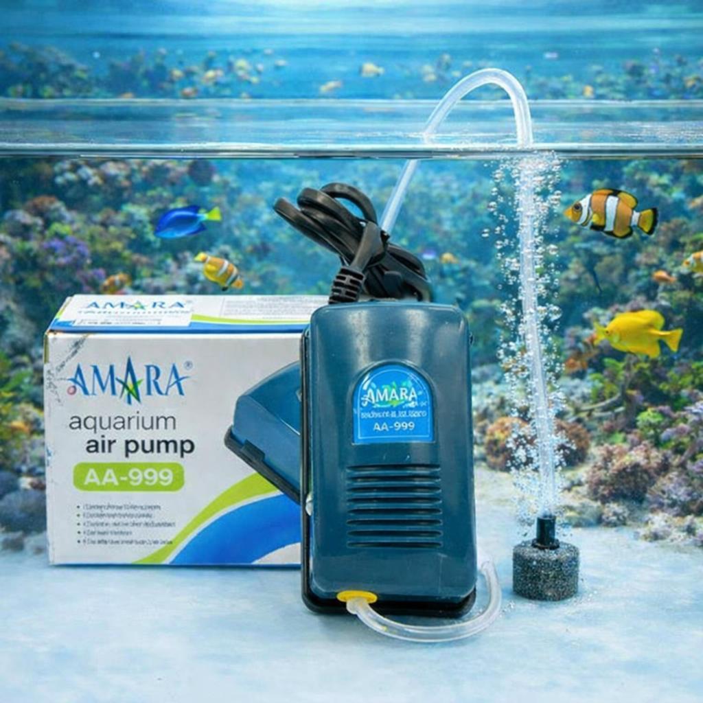 AMARA Pompa Udara Aerator Aquarium AA 999T 1 Lubang Gelembung Hemat Daya 3Watt Mesin Kecil Tidak Bis
