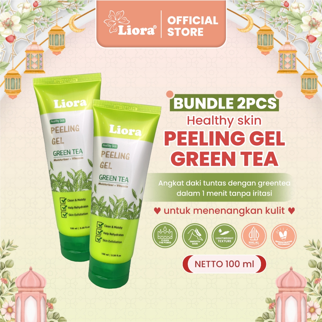 [Bundle Hemat] LIORA Peeling Gel Greentea ( 2 pcs ) - 100 ML | Exfoliasi Gel Lembut Perontok Daki