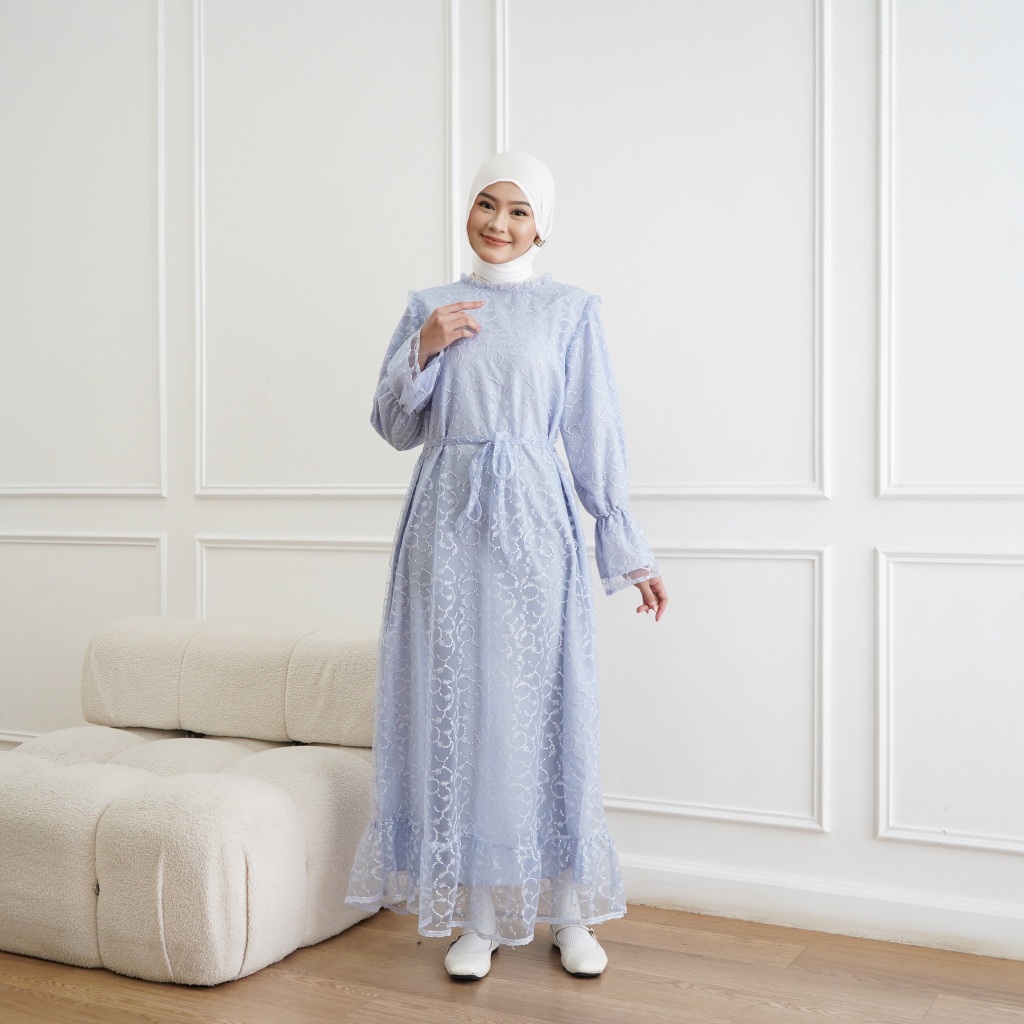 ULTRAVIOLET Hawa Raya Maxi Dress 279 (3 Warna) - Baju Terusan Maxi Gamis Wanita Kasual Hijaber Lebar