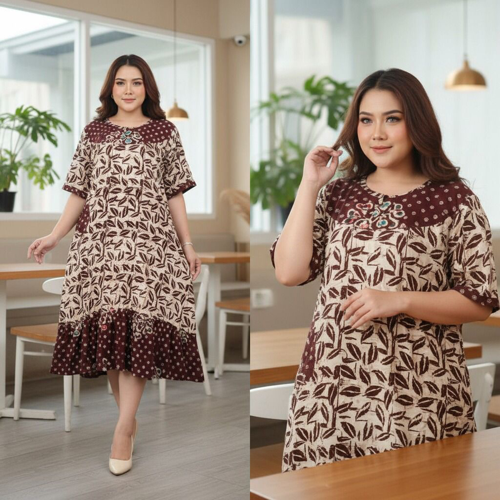 (LD 130 PB 120) Daster CASSANDRA Super Jumbo Original Rumina Batik