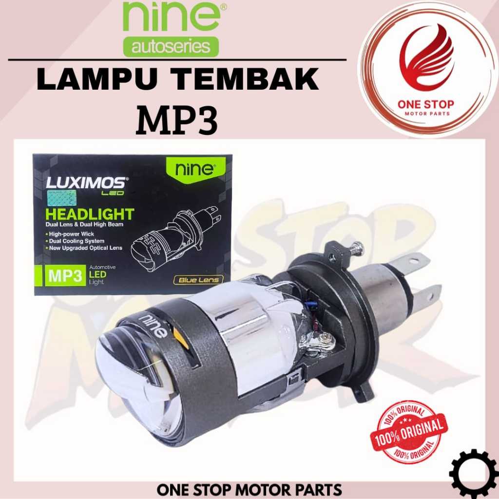 LAMPU LED MINI PROJECTOR ASLI LUXIMOS  LED H4 MP3 MINI HEAD LIGHT ORIGINAL ORI NINE
