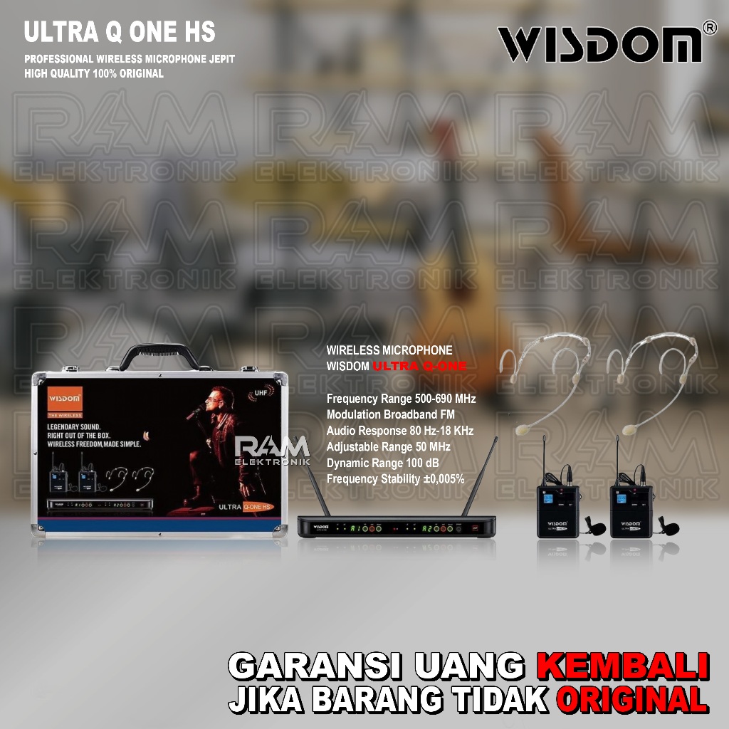 Mic Wireless WISDOM ULTRA Q-ONE HS 2 Jepit Headset Original