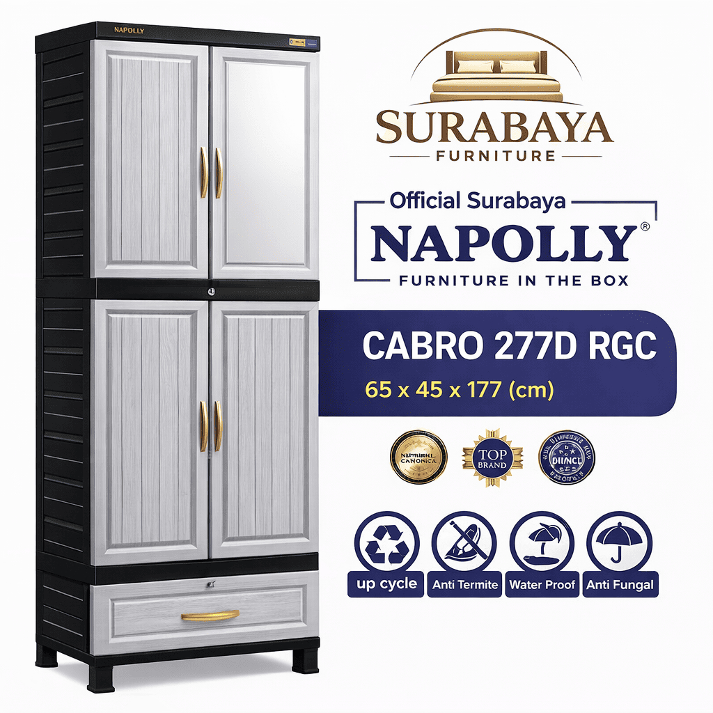 (KARGO) Lemari plastik Napolly 2 tower berkualitas | lemari anti raya | lemari pakaian kokoh | lemar
