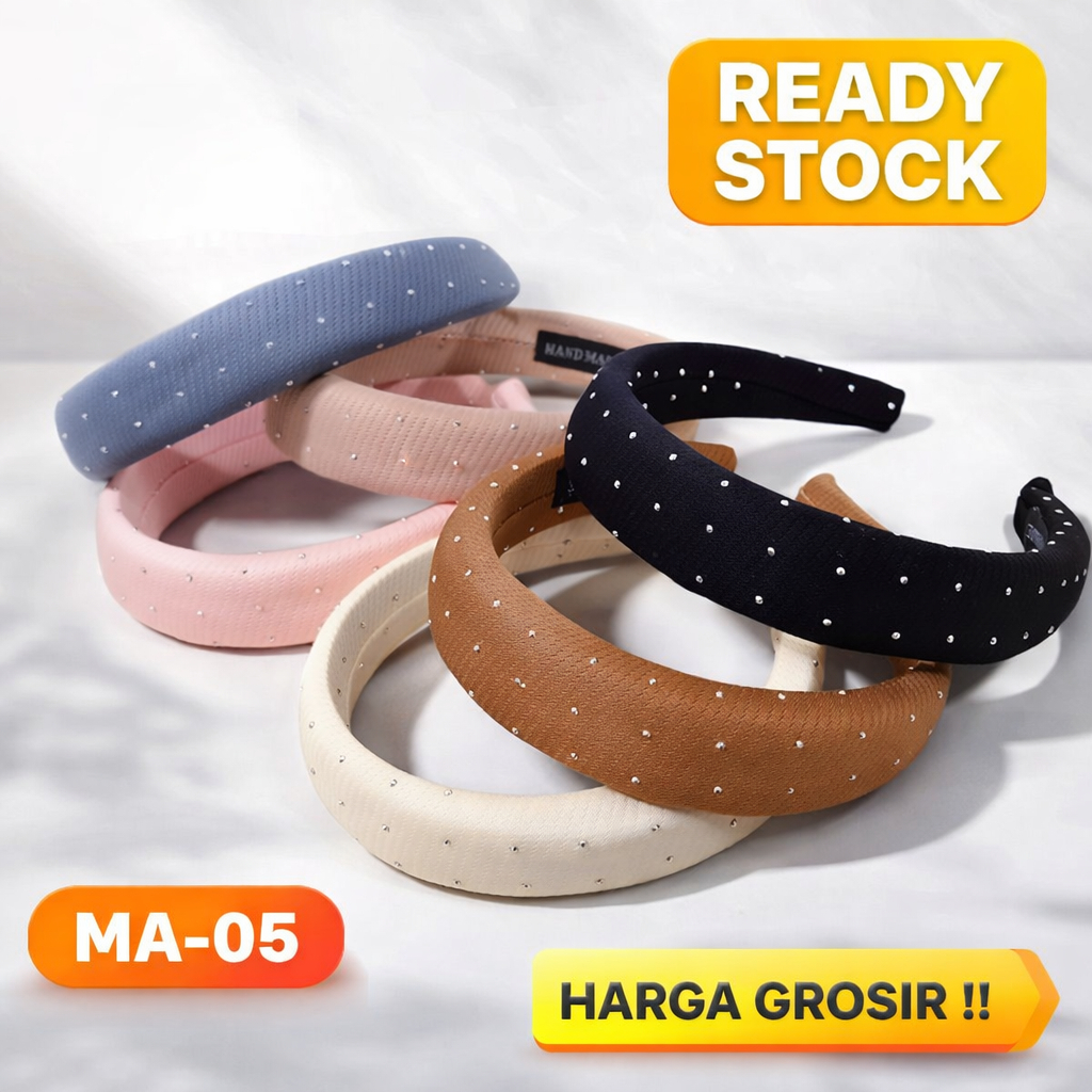 Bando Rambut Wanita Polkadot Tebal – Headband Fashion Korea Viral Anti Pusing Elegant