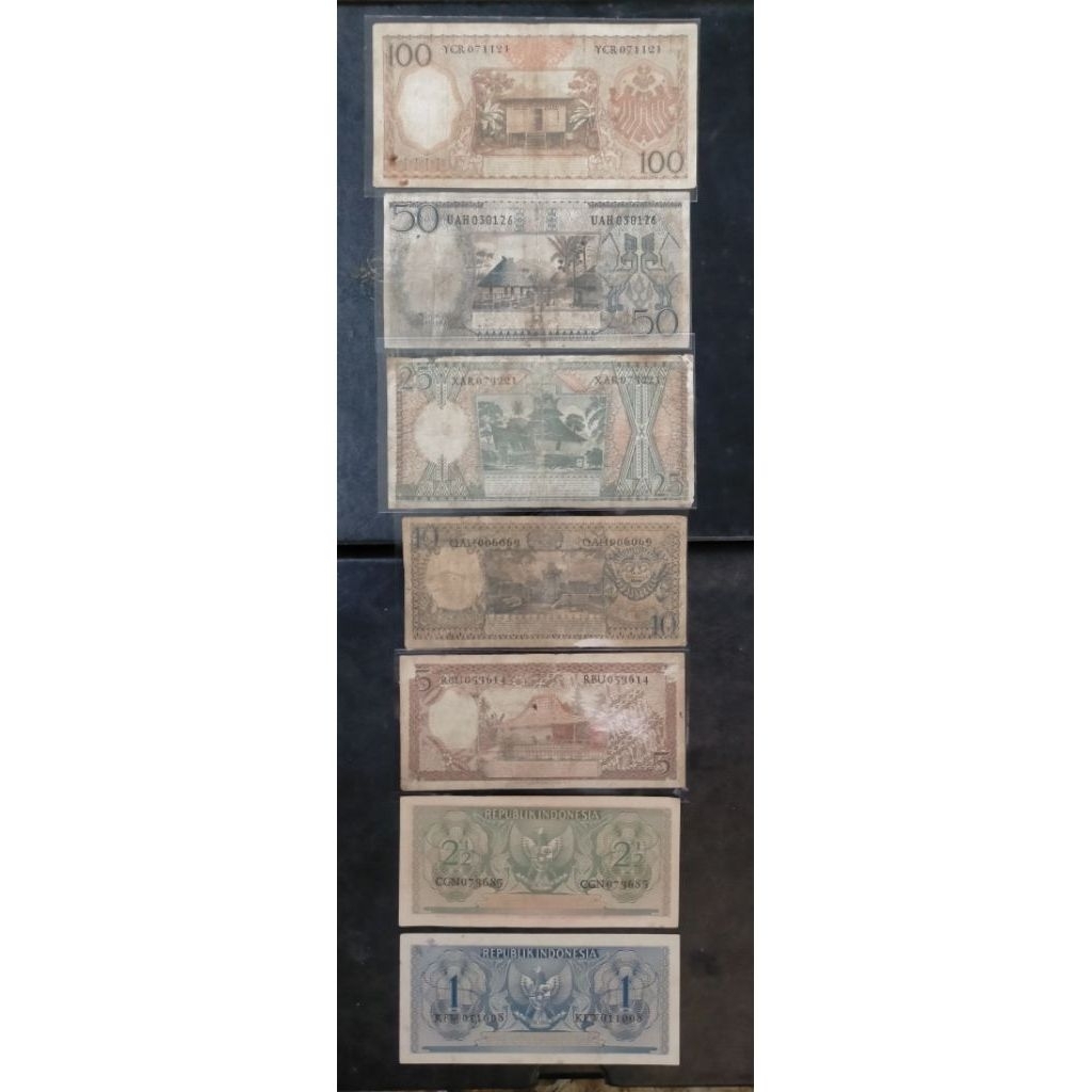 Paket 7 lembar uang 1 rupiah sampai 100 rupiah seri pekerja