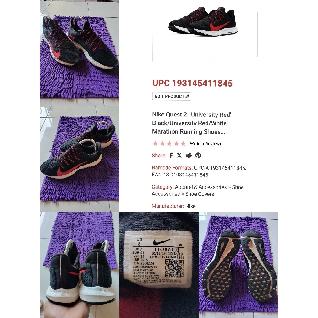 Sepatu Preloved Second Original Nike Quest 2