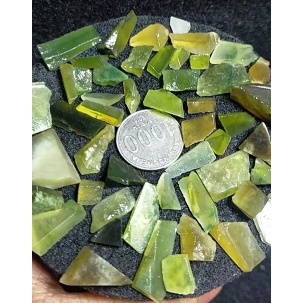 X33 - 50 Pcs - Batu Idocrase ACEH Potekan - Serpentine Lumut Ice Jade Solar Lumut Murah