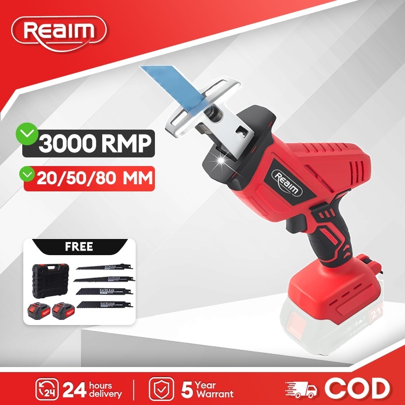 Reaim Chainsaw Gergaji Rantai Gergaji Elektrik Mini Portable Genggam Lithium Charger gergaji mesin