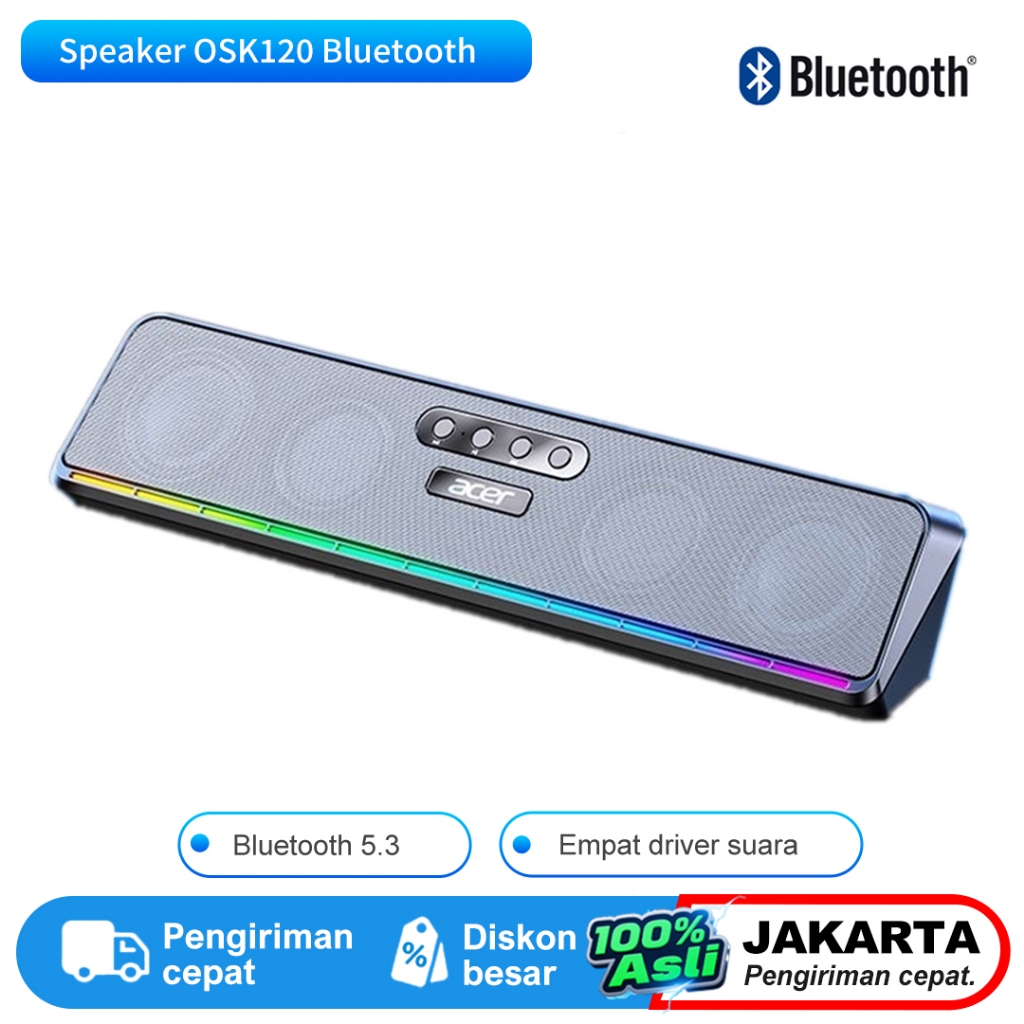 Acer OSK120 Speaker Bluetooth Mini - Speaker Komputer dengan Subwoofer, Koneksi USB & Bluetooth, Coc