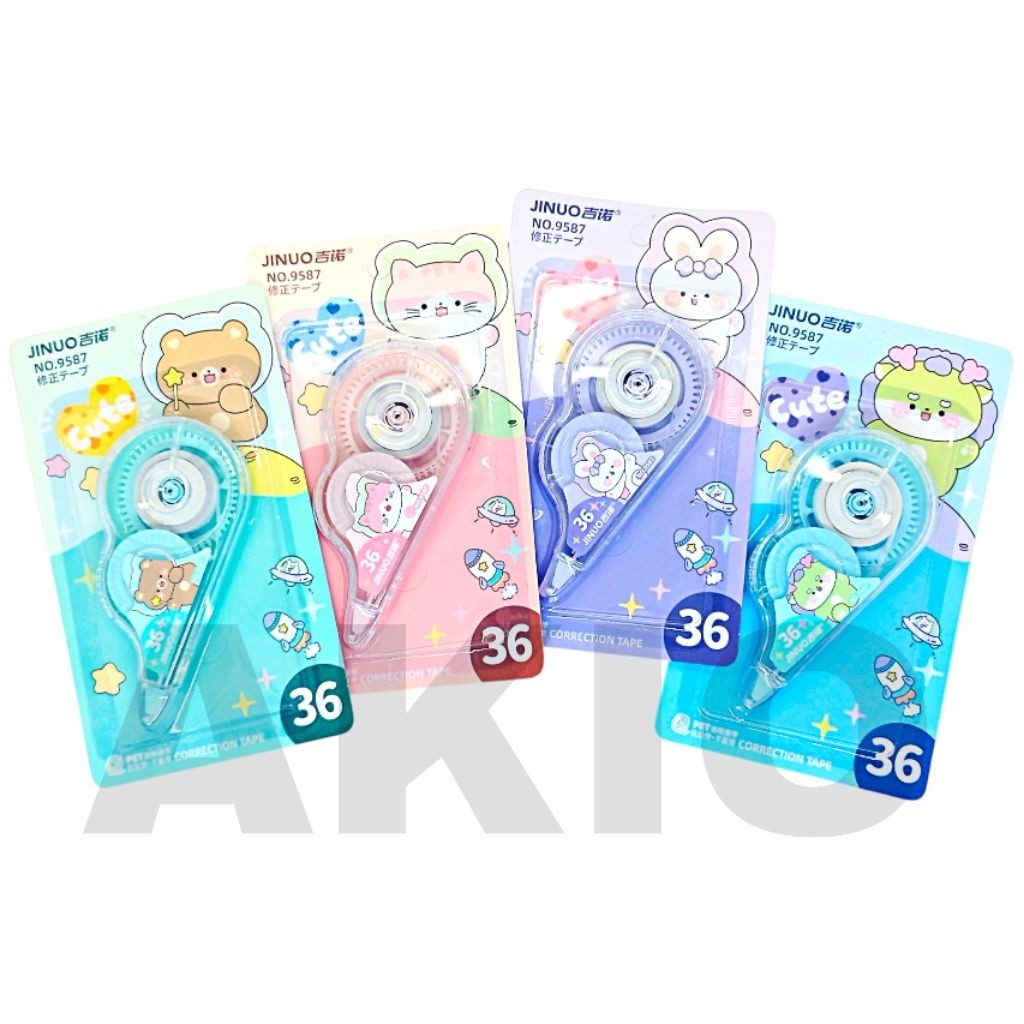 Tip ex Kertas Roll Karakter ANIMAL CUTE BERUANG BEAR KUCING CAT KELINCI JINUO 9587 36m Meter Correct