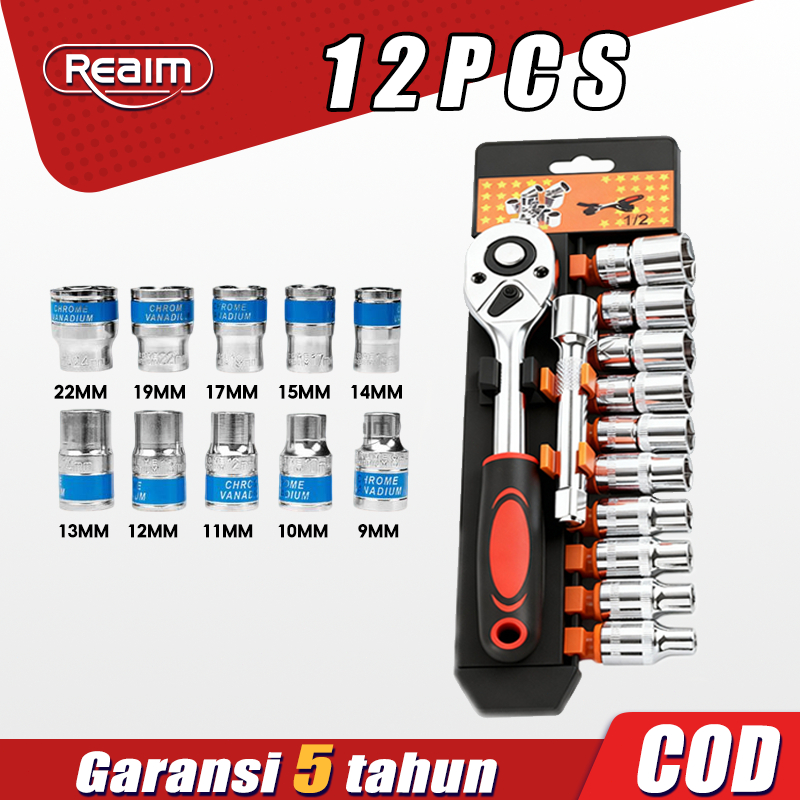Reaim Kunci Sok 12PCS Kunci Set Lengkap Kunci Set Toolkit Set Tool Box Set Lengkap