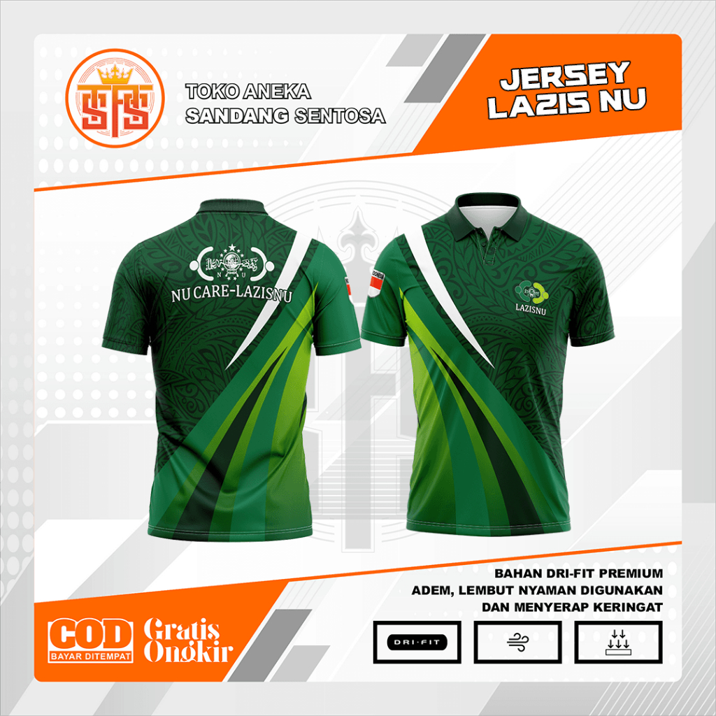 Jersey Polo LAZISNU (Lembaga Amil Zakat, Infak, dan Sedekah Nahdlatul Ulama) Lengan Pendek | Dri Fit