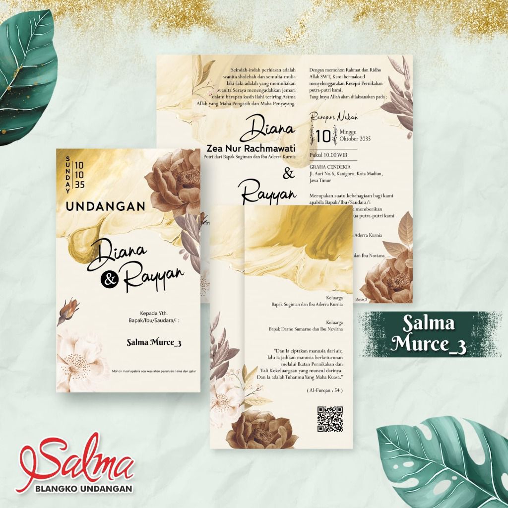 CETAK UNDANGAN PERNIKAHAN SIMPLE MINIMALIS | MURCE3 | PADANG INVITATION