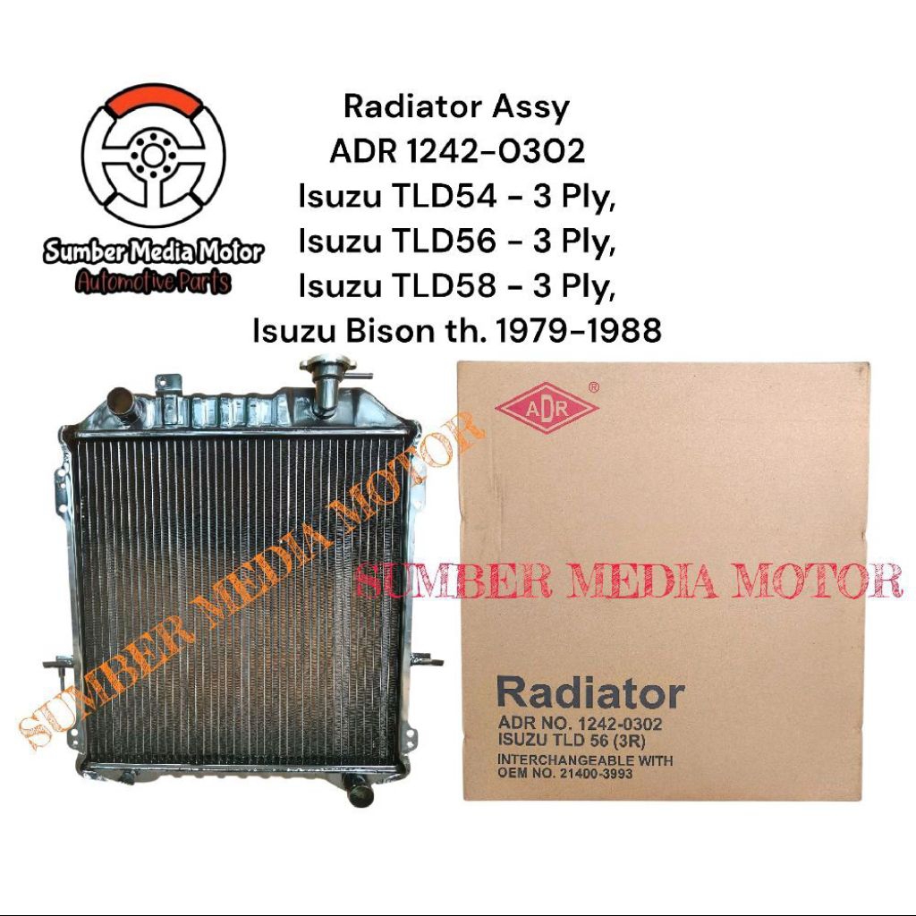 Radiator ADR 1242-0302 Isuzu TLD54, Isuzu TLD56, Isuzu TLD58 - 3R, Isuzu Bison tahun 1979-1988