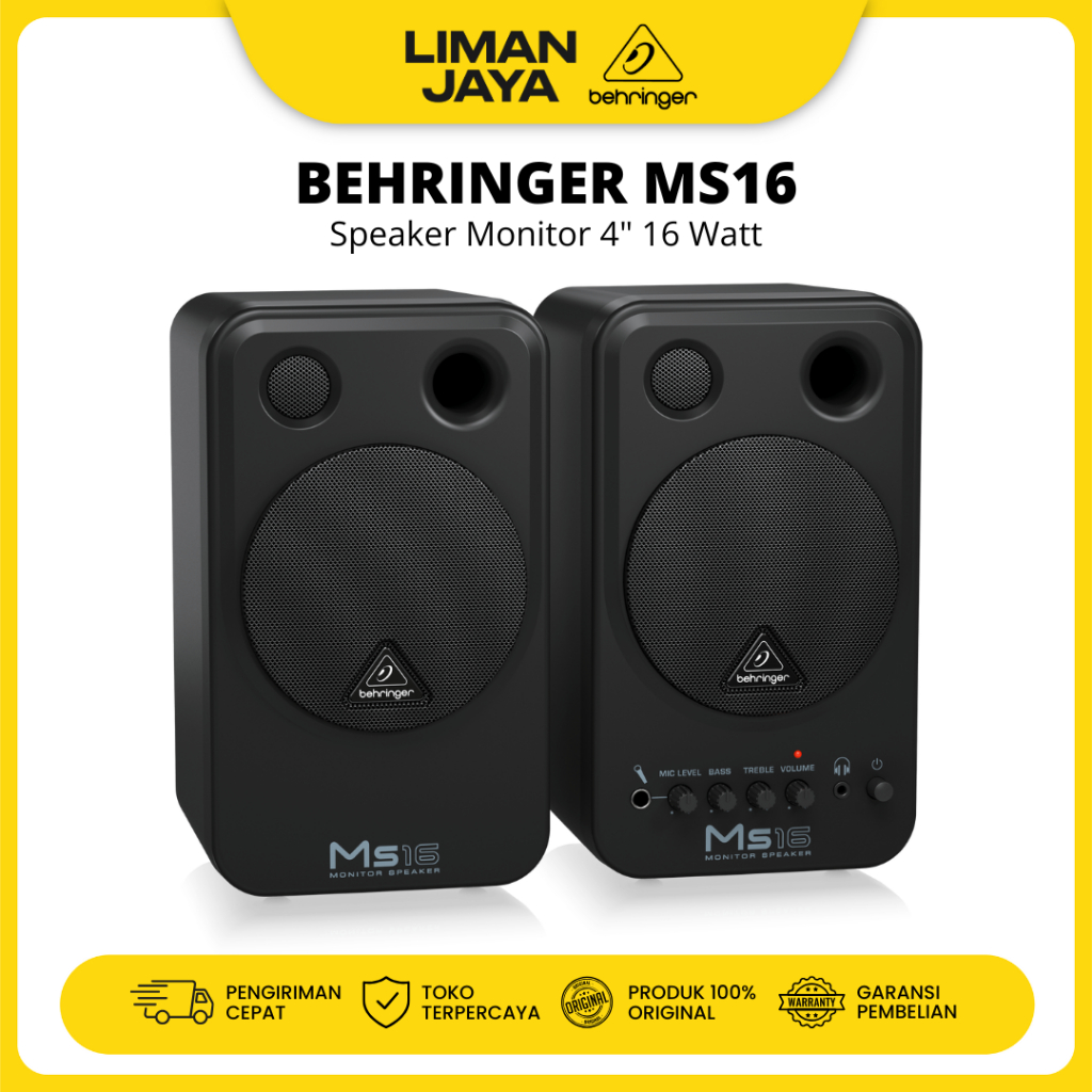 Behringer MS16 Speaker Monitor Flat Studio 16 Watt 4 Inch Reference Multimedia MS-16 MS 16