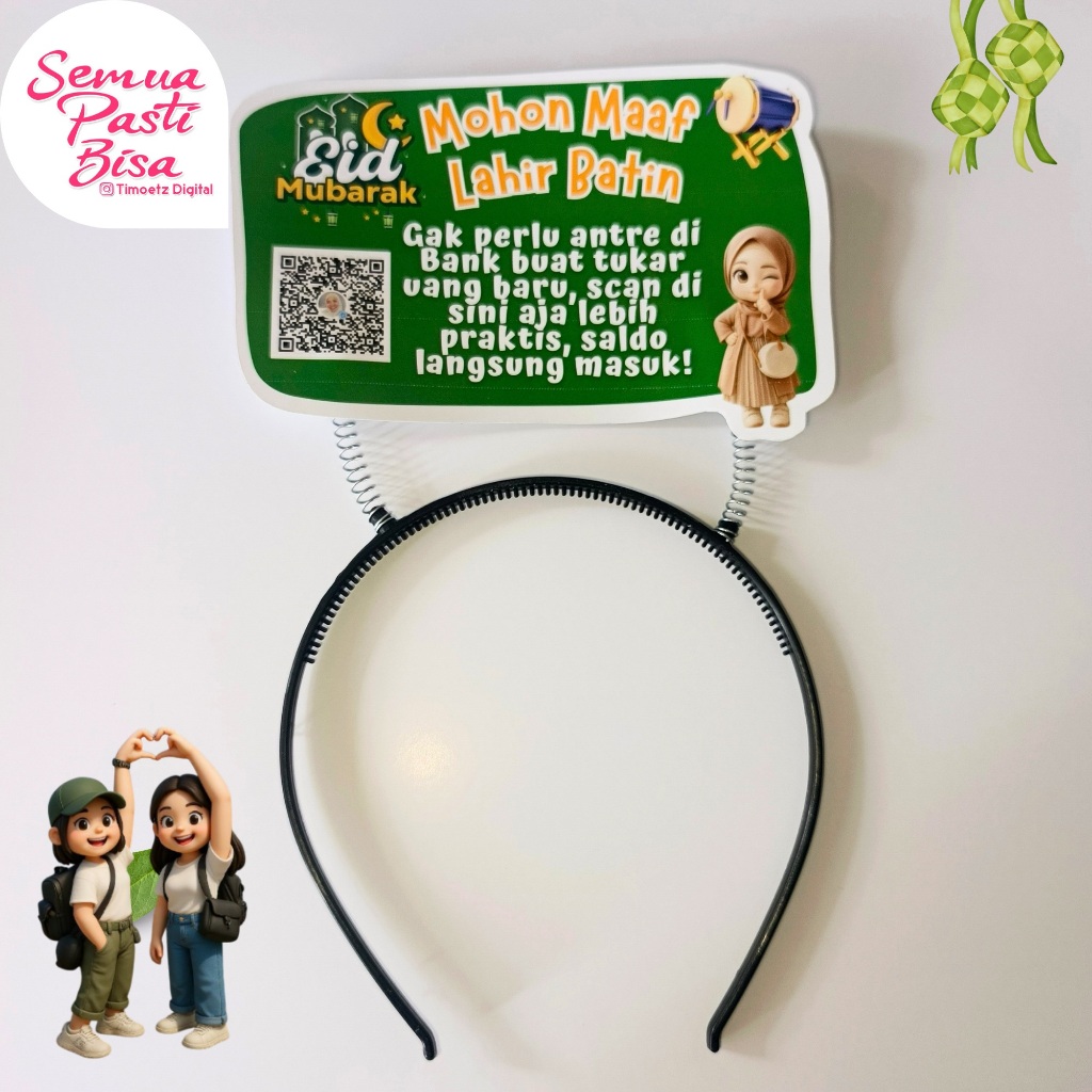 Bando Viral THR Digital QR Code - Bando Lebaran Anti Antre Tukar Uang - Headband QR Scan Me Idul Fit