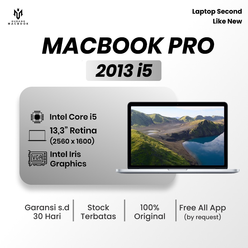 Macbook Pro Retina 13inch 2013 Core i5 Ram 8GB SSD 256GB Original Garansi