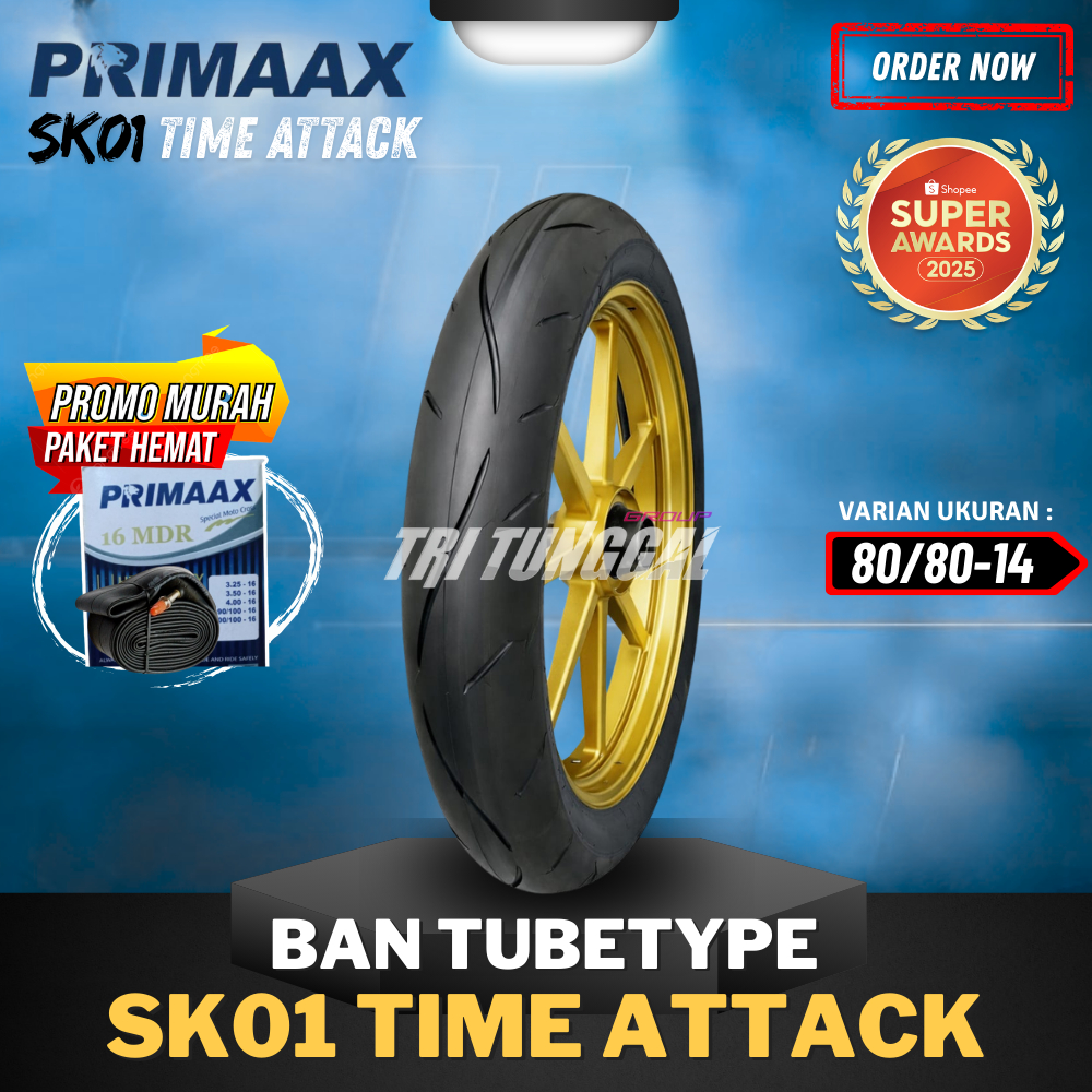 [READY COD] PRIMAAX NON TUBLES SK01 RING 14 ( 80/80-14 ) / BAN PRIMAAX SK01 TUBETYPE / BAN LUAR PRIM