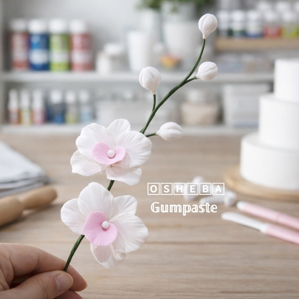 osheba] gumpaste bunga filler anggrek SQ 42 warna putih -pink
