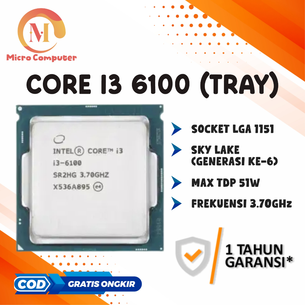 Processor Prosesor Intel Core i3 6100 3.7 GHz Socket 1151 Sky Lake Gen 6