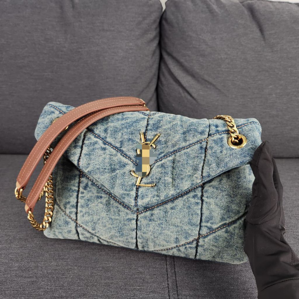 Cheryss Y0028 Tas Shoulder Puffer Small Denim BIRU Kode~AP•5774.762-2